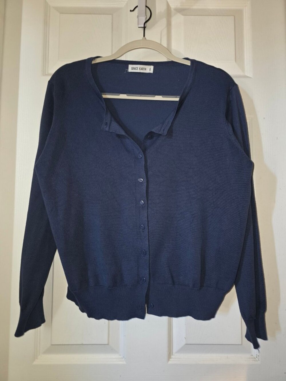 Grace Karin Navy Blue Button-Up Cardigan Sweater